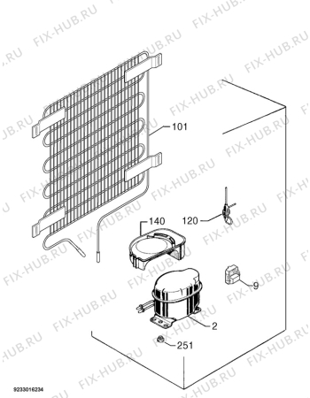 Взрыв-схема холодильника Electrolux ERT15004W8 - Схема узла Cooling system 017